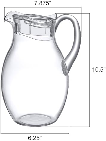 Amazing Abby - Bubbly Grand - Plastic Pitcher (96 oz, 3 Quart), Clear Water Pitcher with Lid, Fridge Jug, BPA-Free, Shatter-Proof, Great for Iced Tea, Sangria, Lemonade, Juice, Milk, and More