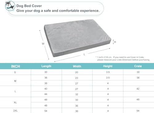 Explore Land Waterproof Dog Bed Cover Machine Washable Fluffy Dog Bed Replacement Cover, 44Lx32Wx4H inch, Gray