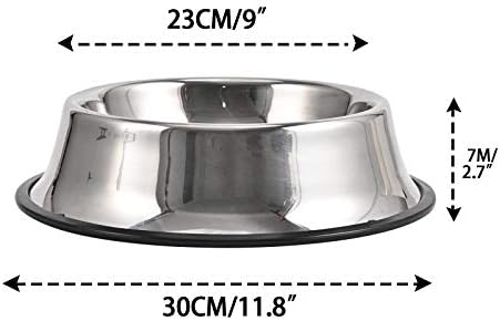 2Packs Stainless Steel Dog Bowl with Anti-Skid Rubber Base for Small/Medium/Large Pet, Perfect Dish, Pets Feeder Bowl and Water Bowl Perfect Choice for Dog Puppy Cat and Kitten (40oz)