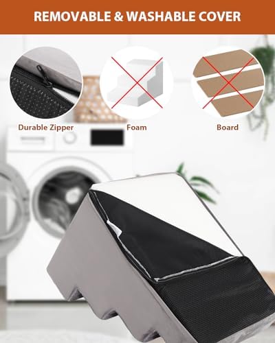 Dog Stairs for Small Dogs,17.5" 4-Step Pet Stairs for High Beds and Couches,Dog Steps with Non-Slip Bottom and High-Density Foam Indoor Outdoor,Grey
