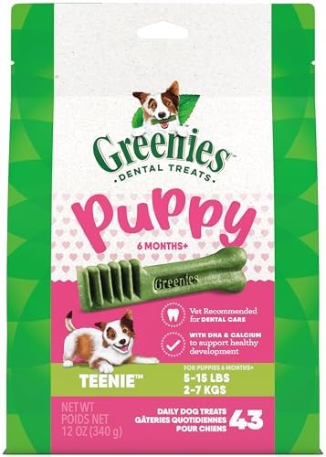 Greenies Puppy Teenie Size Natural Dental Dog Treats, 12 oz. Pack (43 Treats)