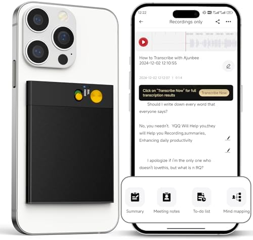 AI Voice Recorder,64GB Voice Recorder by App Control,Transcribe Summarize,AI Speech Processor Empowered Simultaneous Interpretation by ChatGPT for Lectures, Meetings, Calls(Black)