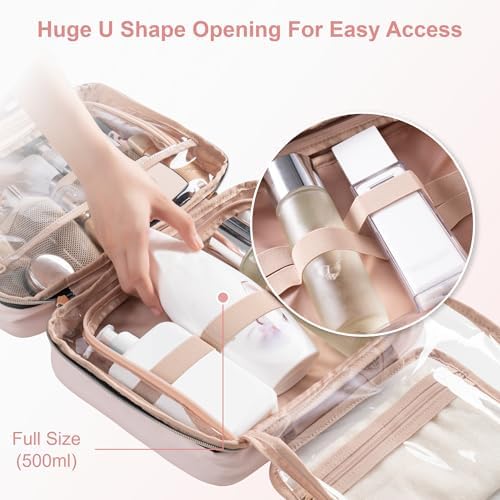 Everfun Hanging Travel Toiletry Bag for Women Traveling With Leakproof Compartment Makeup Cosmetic Organizer Dopp Kit Travel Accessories Essentials Must Have