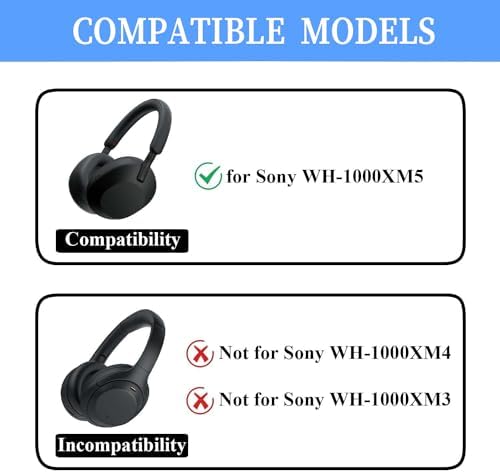 Adhiper 3 Set Case Cover for Sony WH-1000XM5 Headphones,Embody EarPad Cover/Ear Cover/Headband Cover/Headband Cushion Protector,Sweat Proof Soft Silicone Headphones Accessories(Off White)