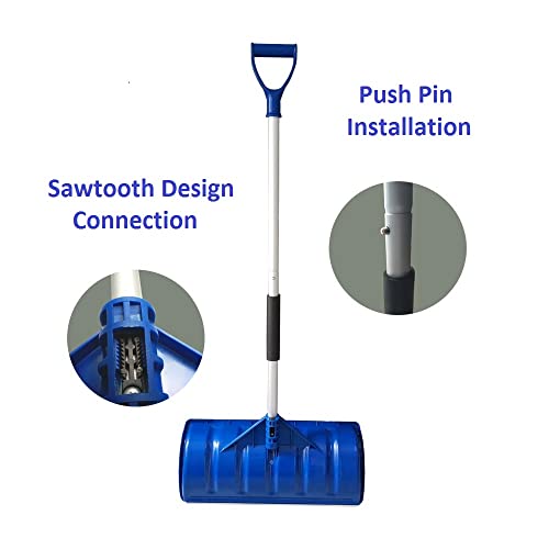 MTB 52-in Lightweight Snow Shovel Snow Pusher, Pack of 2 Sets, Blue, with Wide Poly Blade (22 inch x 10 inch) and Aluminum Handle