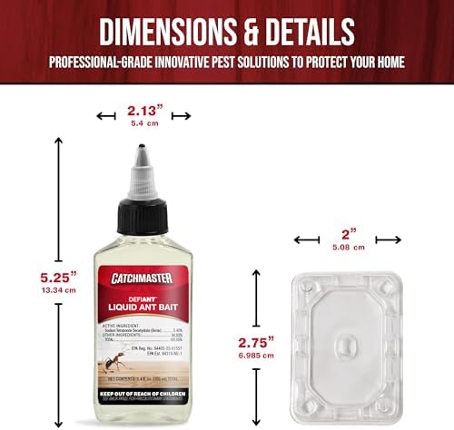 Catchmaster DefiANT Liquid Ant Bait Indoor (50 uses) + 4 Reusable Liquid Ant Bait Stations (2 Stacked), Multi-Surface Pest Control Traps for Home & Outdoor, Reduce & Remove Colonies, American Made