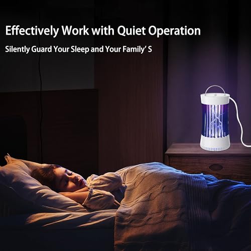 Phosooy 2-in-1 Indoor Electric Bug Zapper with Fan, Chargeable 1500V High Voltage Mosquitoes Killer with Hanger, Small Fly Insects Lamp Trap Catching Moth Gnat Fruit Flies, White