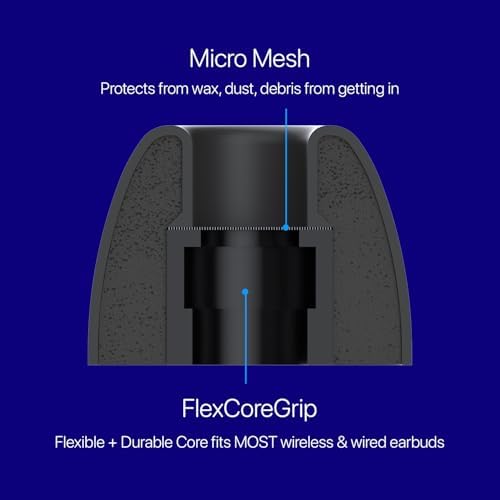 AirFoams Pro Universal Memory Foam Ear Tips with Silicone Shield Patented for Sony WF-1000XM5, WF-1000XM4, Powerbeats Pro 2, Beat Fit Pro, Beats Studio Buds Plus, Beats Flex. Replacement. (SML)