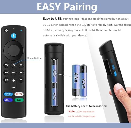New Voice Remote Replacementf for FireStick 3rd Gen (L5B83G), Fit for TV Stick/ 4K Max, 2nd Gen, Lite, Cube(1st Gen & 3nd Gen)【not include Batteries】