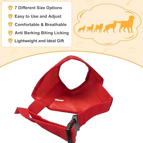 Coppthinktu 7PCS Adjustable Muzzle for Biting Barking, Comfortable Dog Mouth Cover for Small Medium Large Dogs with Long Snout