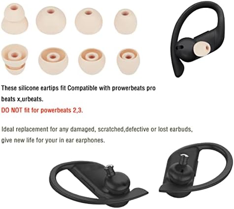 Silicone Earbud Replacement Tips Compatible with Powerbeats Pro Beats Wireless Earphone Headphones,4 Pairs Replacement Earbuds Cap