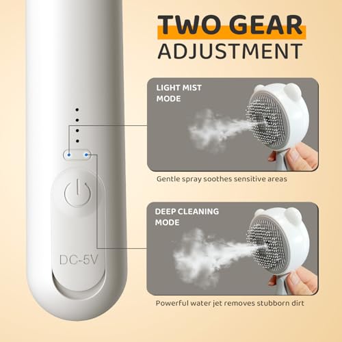 Cat Steam Brush, Self Cleaning Pet Spray Hair Removal Comb with Release Button, 3 In 1 Cat Brush for Indoor Cats, Waterproof Pet Grooming Brushes for Long Short Haired Dogs Cats