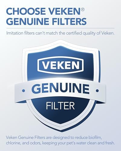 Veken Cat Water Fountain Filters, 16 Pack Replacement Filters & 16 Pack Replacement Pre-Filter Sponges Set for 67oz, 95oz, 135oz Automatic Pet Fountain Dog Water Dispenser