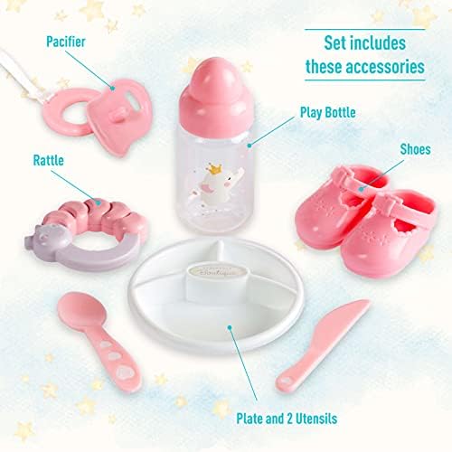 JC Toys 15" Realistic Soft Body African American Baby Doll with Open/Close Eyes Berenguer Boutique | 10 Piece Gift Set with Bottle, Rattle, Pacifier & Accessories | Pink | Ages 2+