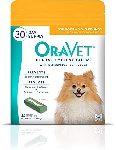 OraVet Dental Chews for Dogs, Oral Care and Hygiene Chews (Extra Small Dogs, 3.5-9 lbs.) Yellow Pouch, 30 Count