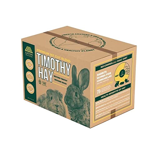 Eaton Pet and Pasture Naturally Grown, Premium, 1st Cut Blend, Western Timothy Hay Orchard Blend, Small Animal Food, Sustainable, Eco-Friendly, Farmer-Owned, 25LB-Box.