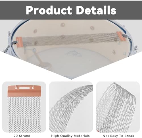 EASTROCK Snare Drum Wires Snare Wire Drum Wire-20 Strand 14 Inch, Snare Drum Accessories with Snare Wire Straps (red copper 20 Strand)