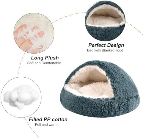 Dog Beds for Small Dogs, Cat Bed Cave, Washable Cute Cat Bed, Cozy Nook Pet Bed for Dogs or Cats, Anti-Slip Puppy Bed Fits up to 5 lbs Pets(Dark Grey, 16" x 16")