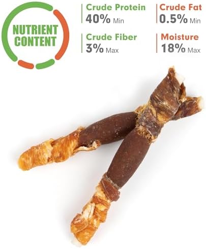 MON2SUN Dog Treats, Triple Flavor 5 Inch Chicken Liver Duck and Chicken Wrapped Rawhide Snacks for Small and Medium Dogs, 10.58 Oz (15 Count-Pack of 1)