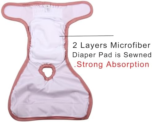 Female Dog Diapers for Small Dogs,4 Pack Reusable Washable Premium Puppy Diapers for Heat,Incontinence,Period Doggy Nappies,XS