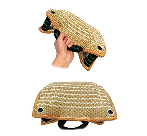 Morezi Dog Targeting Bite Wedge Tug Toy for Malinois,German Shepherd,Schutzhund Training,Jute/French Linen