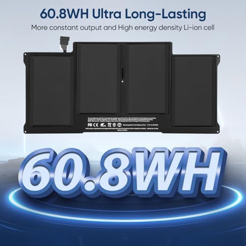 8000mAh A1466 Replacement Laptop Battery for MacBook Air 13 inch A1466 (Mid 2012,Mid 2013,Early 2014,Early 2015,2017) A1369(Late 2010,Mid 2011 Version) A1496 A1405 A1377 (EMC :2925, 2469, 2559, 2392)