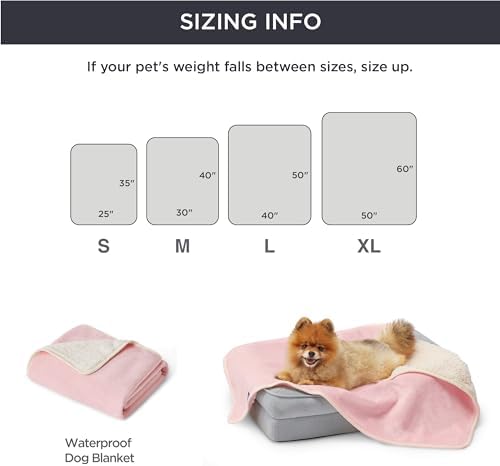 Bedsure Cat Blanket for Indoor Cats - Waterproof Calming Cat Blankets for Couch Protection, Sherpa Fleece Pet Blanket, Soft Plush Reversible Throw Furniture Protector, 50"x40", Pink