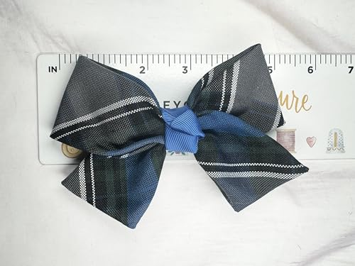Plaid Hair Bow with Tail/Back to School Uniform Plaid Fabric/First day of School/Plaid Accessories/Alligator Clip/School Uniform Plaid (Plaid 62)