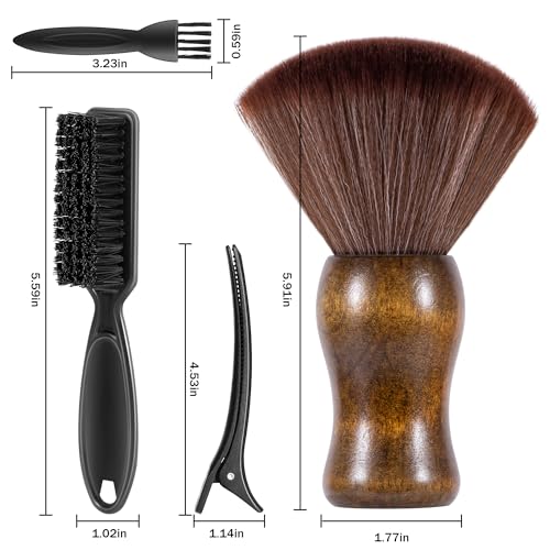 SALONSILK Barber Neck Duster Brush Set, 5 IN 1 Professional Barber Accessories Cleaning Supplies, Hair Cutting Cleaning Hairbrush Styling Tool