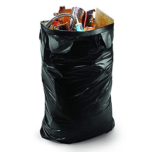 Iron-Hold Contractor Trash Bags - 45 Gallon, 18 Bags, Wing Tie Closure, 3 MIL Thick, Gusseted Bottom, Black - Heavy Duty Industrial Strength Garbage Bags