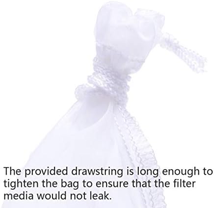 ALEGI Media Filter Bag Aquarium Extra Fine,Reusable 180 Micron Drawstring Mesh Filter Bags for Very Fine Resins Filter (10"*3.9" (6 Pack))