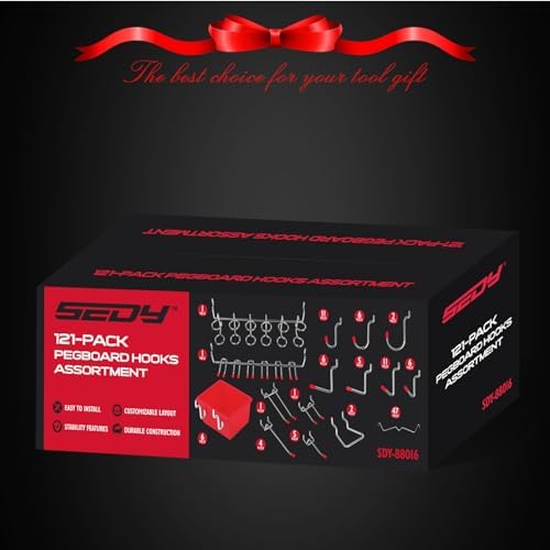 Ultimate 121-Piece Pegboard Hooks Set, Pegboard Accessories with Metal Hooks, Durable Peg Board Organizer Accessories, Pegboard Bins, Peg Board Tool Utility Hooks, Peg Board Hooks