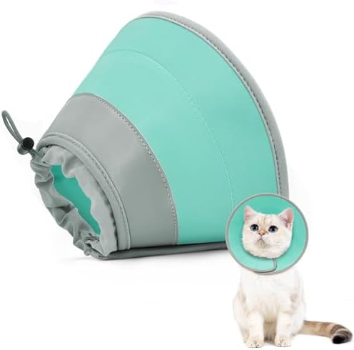 Cat Cone Collar Soft to Stop Licking, Adjustable, Foldable Lightweight Kitten Cones After Surgery Recovery for Cats & Kittens, Cat Cone Alternative (Green, S)