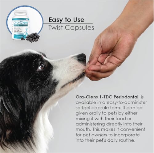 Ora-Clens 1-TDC Periodontal Supplement ES for Dog & Cat, Supports Oral, Hip & Joint Health, Muscle & Stamina Recovery, Skin & Coat Health, 120 Capsules