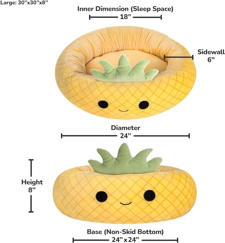 Squishmallows 24-Inch Maui Pineapple Pet Bed - Medium Ultrasoft Official Squishmallows Plush Pet Bed