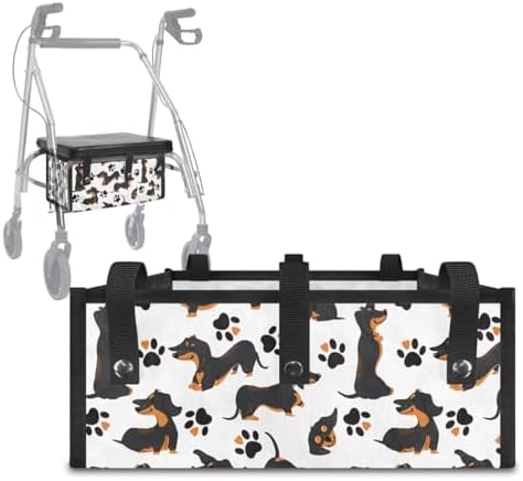 LedBack 3 Pack Rollator Accessories Walker Seat and Backrest Rollbar Covers Walker Storage Bag Dachshund Print Universal Walker Accessories for Mobility Scooter