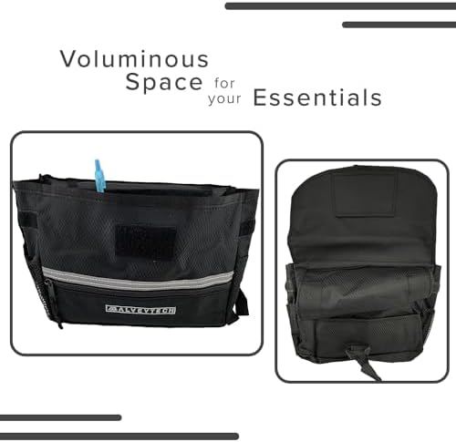 AlveyTech Saddle Bag for Mobility Scooter, Wheelchair, & Electric Power Chair (Small, Black) - Accessories Holder Armrest Side Pouch Storage Organizer Bags for Adults, Water-Resistant, Easy Install