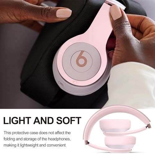 【3 in 1】 Silicone Case for Beats Solo 4 Headphones, Protective Silicone Covers for Beats Solo 4 Shell/Ear Pad/Headband Cover, Accessories Silicone Skin Protector for Beats Solo 4 - Pink