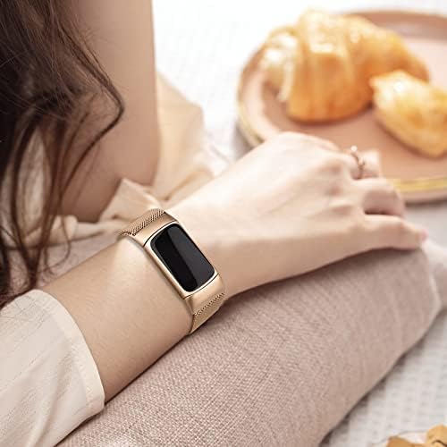 surundo Compatible with Fitbit Charge 6/Charge 5 Bands for Wmen Men, Metal Mesh Milanese Loop Adjustable Strap Replacement for Fitbit Charge 6/Charge 5 Advanced Fitness & Health Trackers