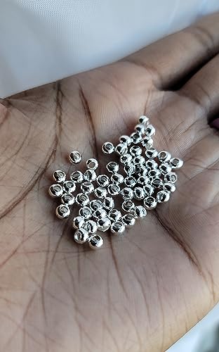 Metal Loc sprinkle Hair Beads, DreaLock Hair Accessories, Loc Jewelry (Sterling Silver Plated Brass, 6/0 4mm)