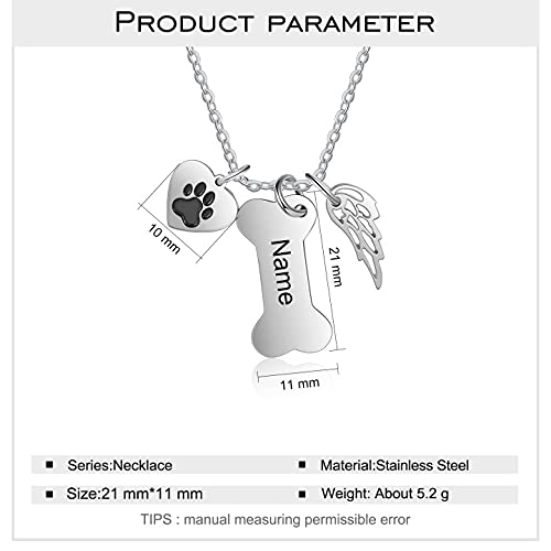 ALBERTBAND Dog Necklace for Women Personalized Dog Paw Charm Pendant Necklace -Dog Bone Memorial Necklace Custom Name Necklace Mom Gifts for Your Lover Pet