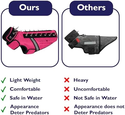 CoyoteVest SpikeVest Dog Harness Vest for Small Dogs, Reflective Dog Vest with Spikes to Shield Your pet from Coyotes, Raptor and Animal Attacks, Anti Hawk Vest, Made in USA (L-Pink)