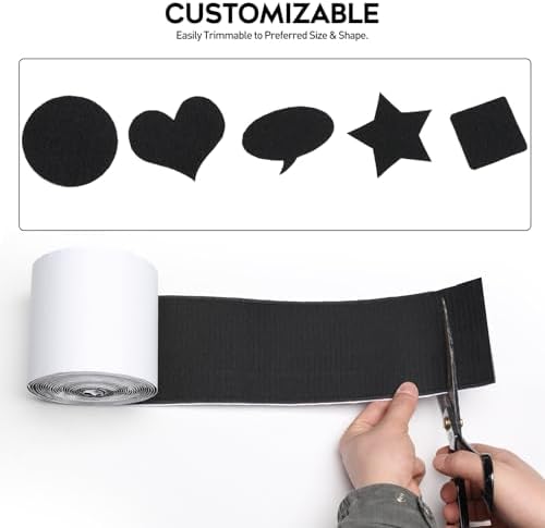 4.4 Inches x 7 Feet Strong Sticky Back Heavy Duty Hook and Loop Tape with Adhesive, Non-Slip Couch Cushion Grip Accessories, Double Sided Strip Roll to Prevent Sliding, Black