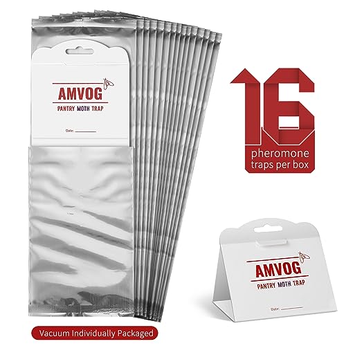 AMVOG Pantry Moth Glue Trap, Non-Toxic and Harmless, Easily Ensures Food Safety โ Suitable for Home, Business, and Agricultural Settings, 16 Traps