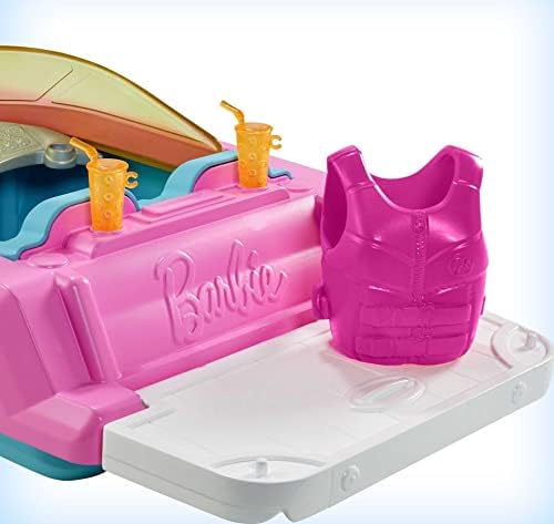 Barbie Boat with Puppy and Themed Accessories, Fits 3 Dolls, Floats in Water, Great Toy for 3 to 7 Year Olds