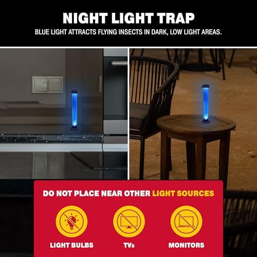 Catchmaster Glostik Flying Insect Trap 1-Pk, LED Light Glow in The Dark Sticky Fly Traps for Indoors & Outdoors, Mosquito & Bug Catcher Night Trap, Pet Safe Insect Killer, Home & Camping Pest Control