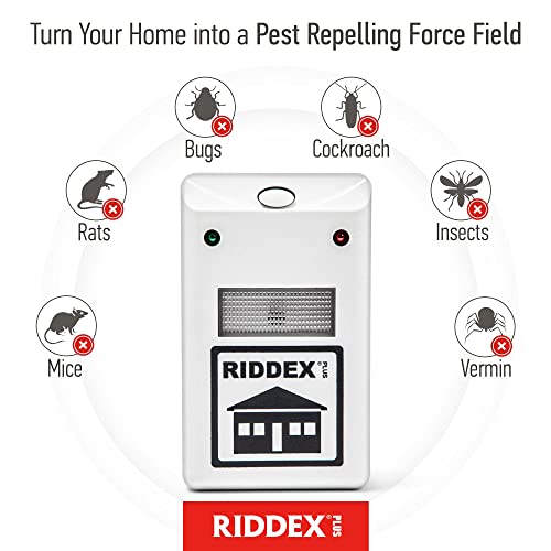 RIDDEX Plus Insect Repellent | Plug in, Mouse Deterrent - Pest Control for Defense Against Rats, Mice, Roaches, Bugs and Insects | Control Pests with No Chemicals or Poison | 3 Pack White