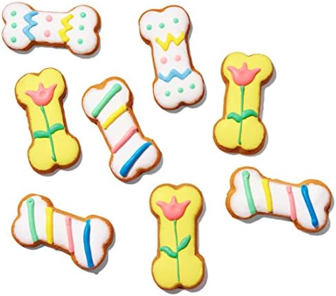 Thoughtfully Pets, Gourmet Dog Cookie Gift Set, Peanut Butter Flavored Crunchy Dog Treats in Bone Shape with Easter Designs, Set of 8