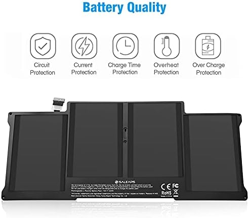 A1466 Replacement Battery for MacBook Air 13 inch 2017, Early 2015 Early 2014, Mid 2013 Mid 2012 Mid 2011, Late 2010 7200mAh 7.6V Fits A1369 A1405 A1496 A1377