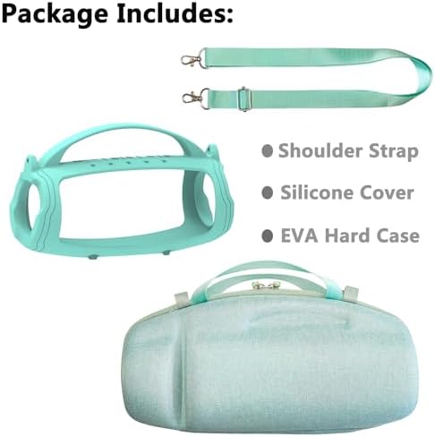 Silicone Cover and Hard Travel Case for JBL Charge 4 / Charge 5 Portable Bluetooth Speaker Accessories (Teal Case, NOT for Wi-Fi Version)